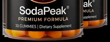 Lower label of two SodaPeak Premium Formula gummy bottles, 30 gummies per bottle, with orange gummies visible